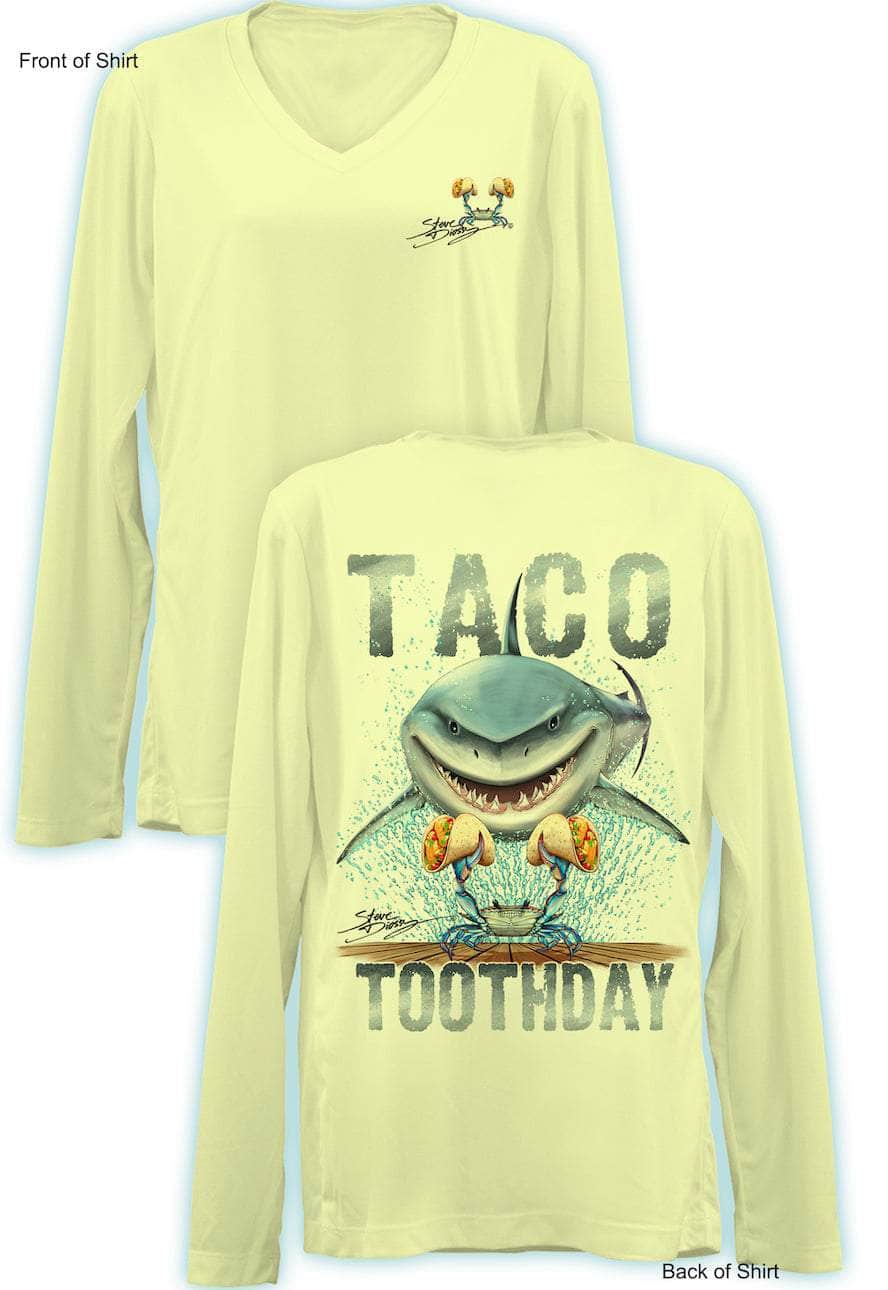Taco Toothday- Ladies Long Sleeve V-Neck-100% Polyester